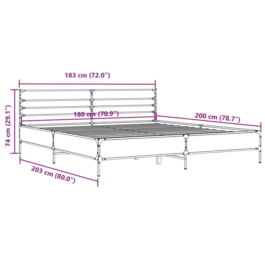 Cadre de lit sans matelas chêne fumé 180x200 cm - 9