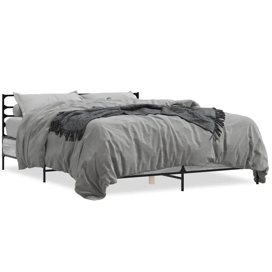 Cadre de lit sans matelas sonoma gris 150x200 cm - 2