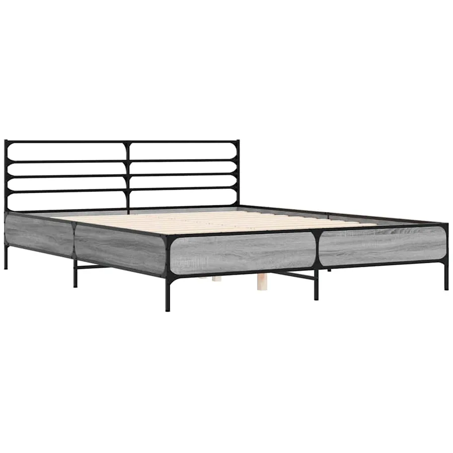 Cadre de lit sans matelas sonoma gris 150x200 cm - 3
