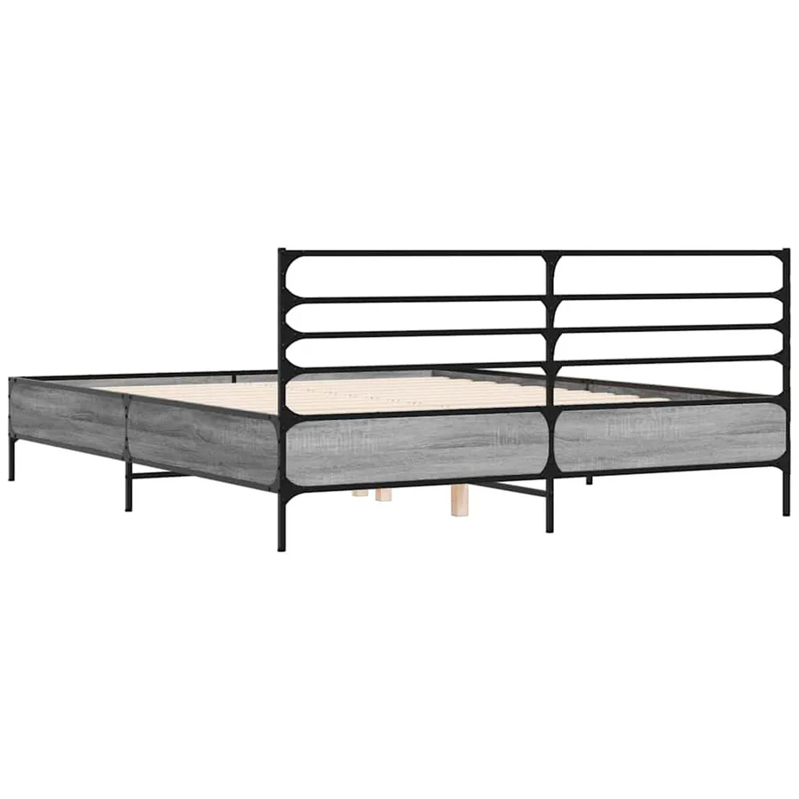 Cadre de lit sans matelas sonoma gris 150x200 cm - 6
