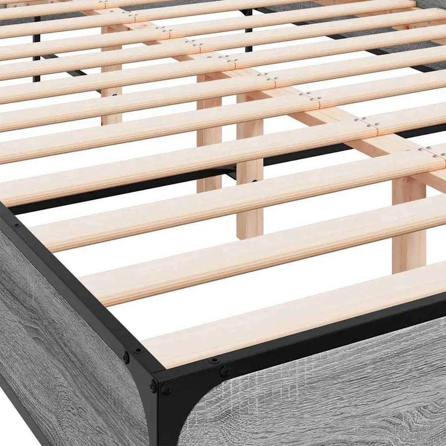Cadre de lit sans matelas sonoma gris 150x200 cm - 7