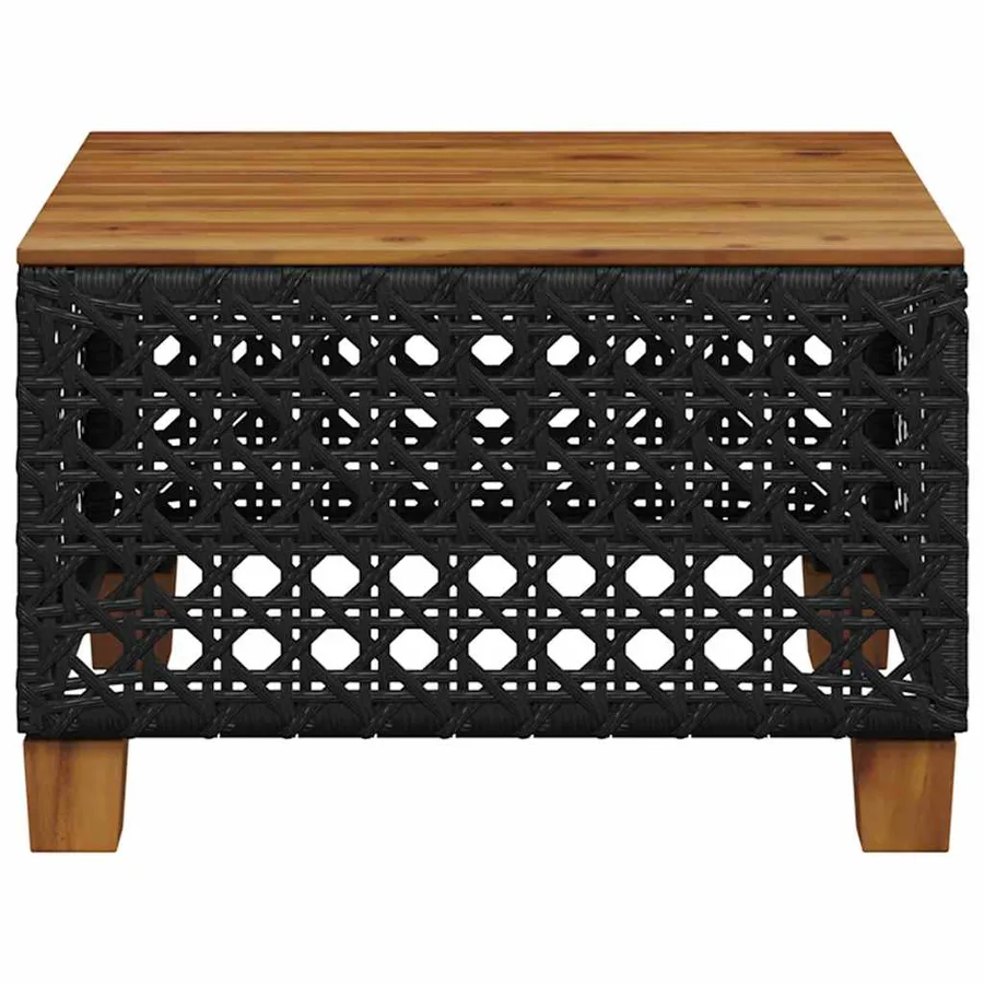 Table de jardin noir 55x55x36 cm résine tressée et bois acacia - 3