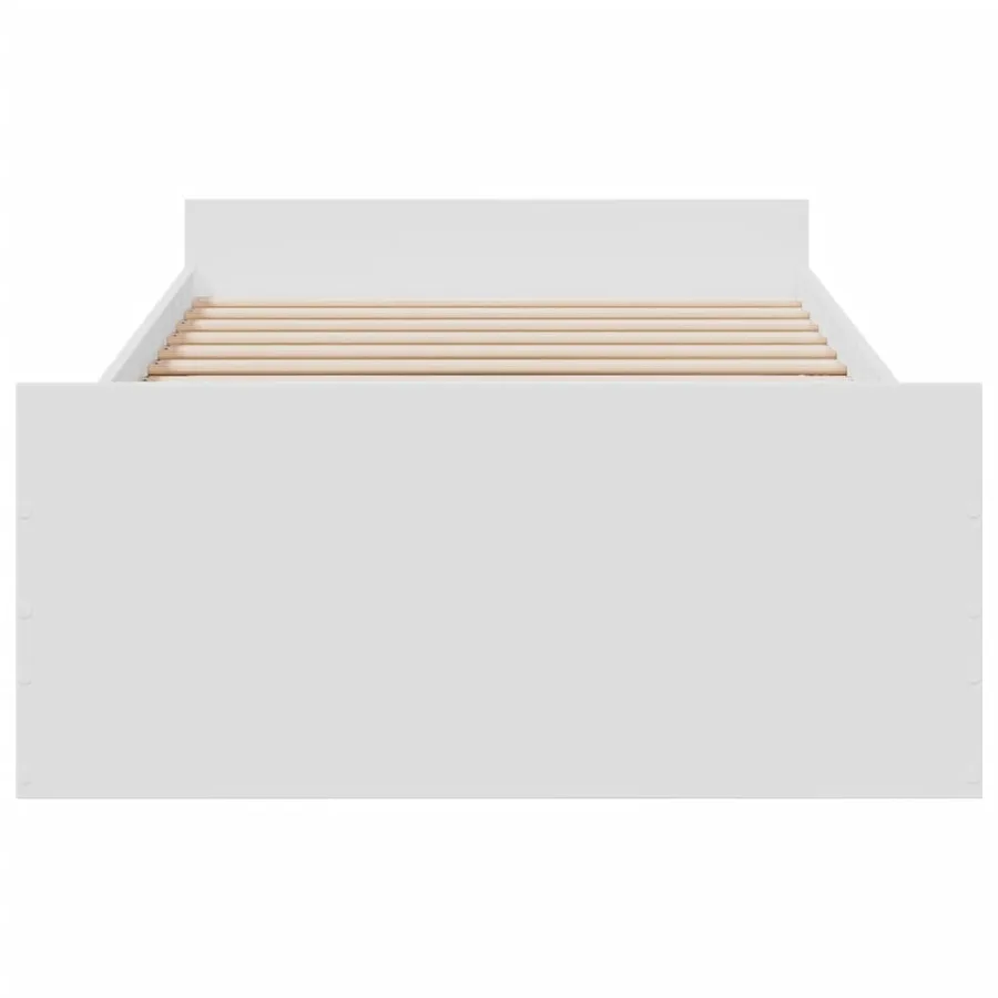 Cadre de lit avec tiroirs sans matelas blanc 90x190 cm - 4