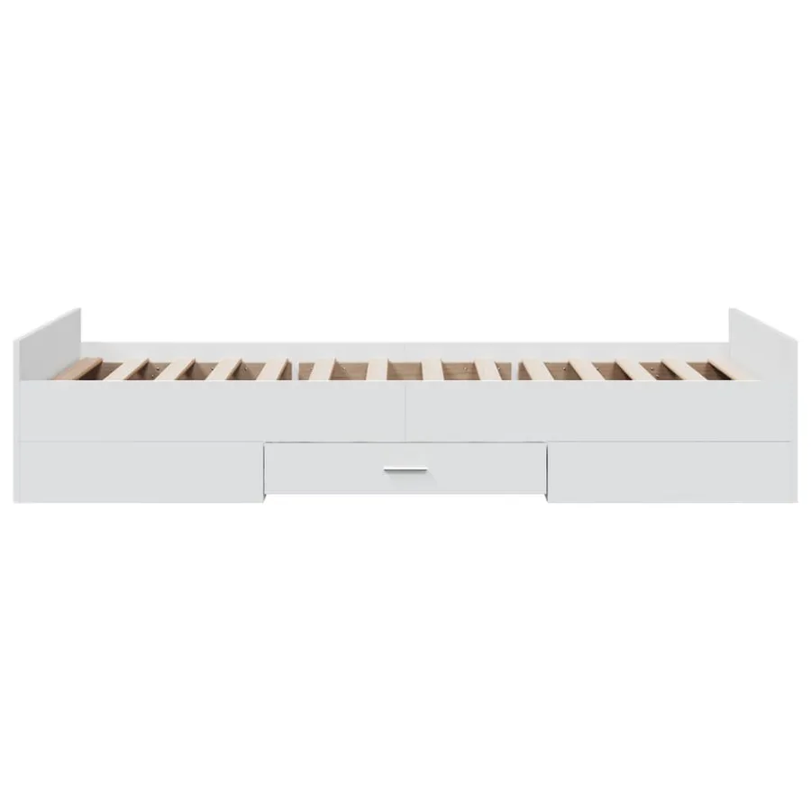 Cadre de lit avec tiroirs sans matelas blanc 90x190 cm - 5