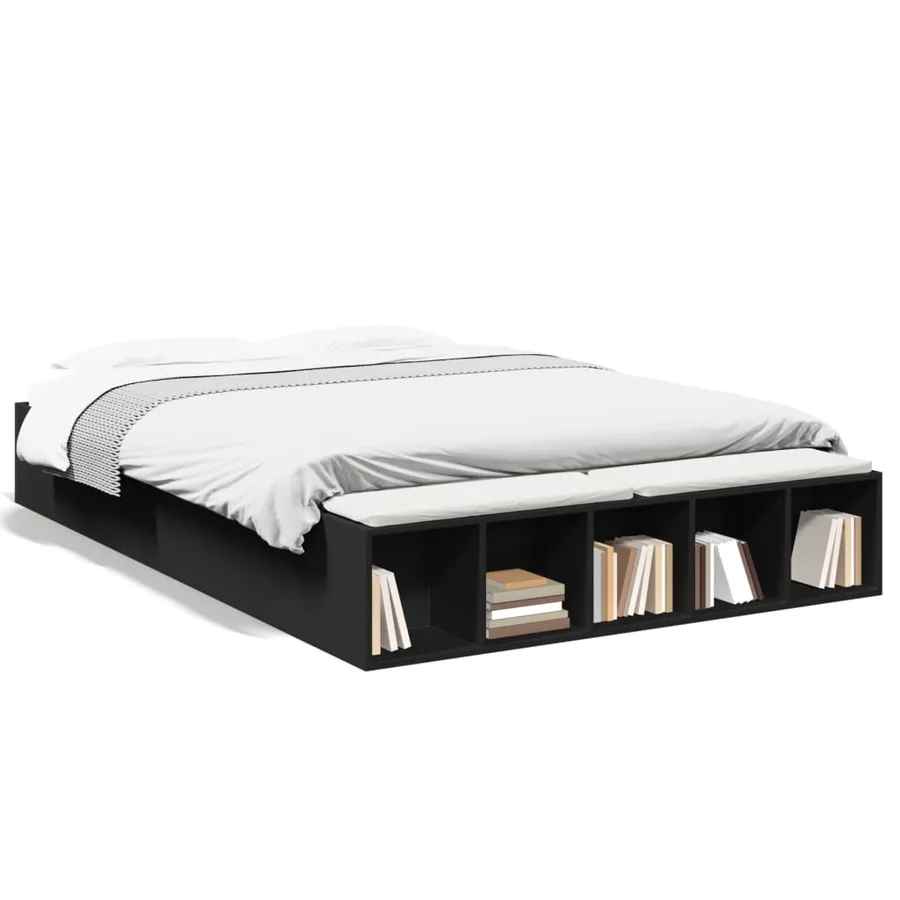 Cadre de lit sans matelas noir 150x200 cm - 2