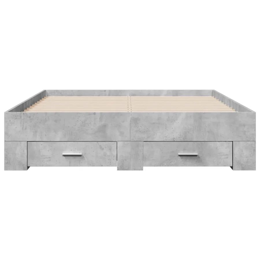 Cadre de lit avec tiroirs sans matelas gris béton 120x200 cm - 4