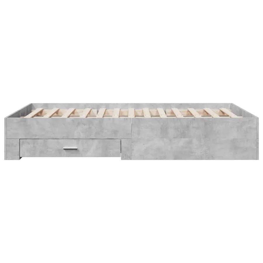 Cadre de lit avec tiroirs sans matelas gris béton 120x200 cm - 5
