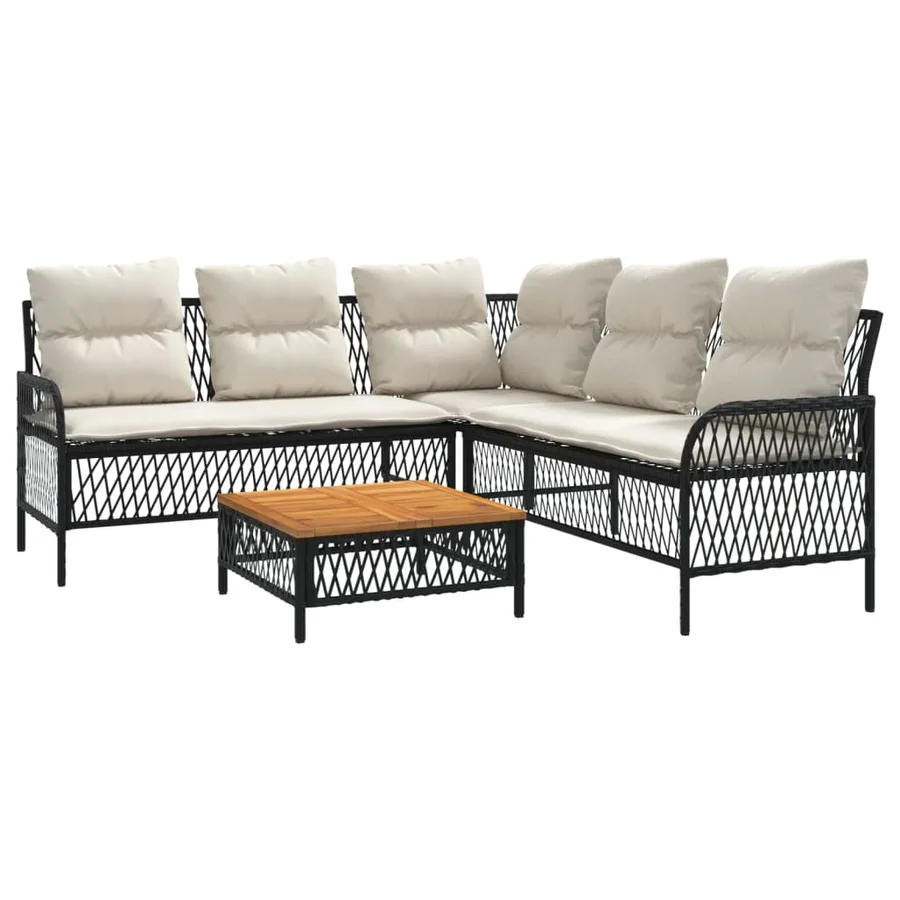 Canapés de jardin 2 pcs avec coussins Noir Résine tressée - 2