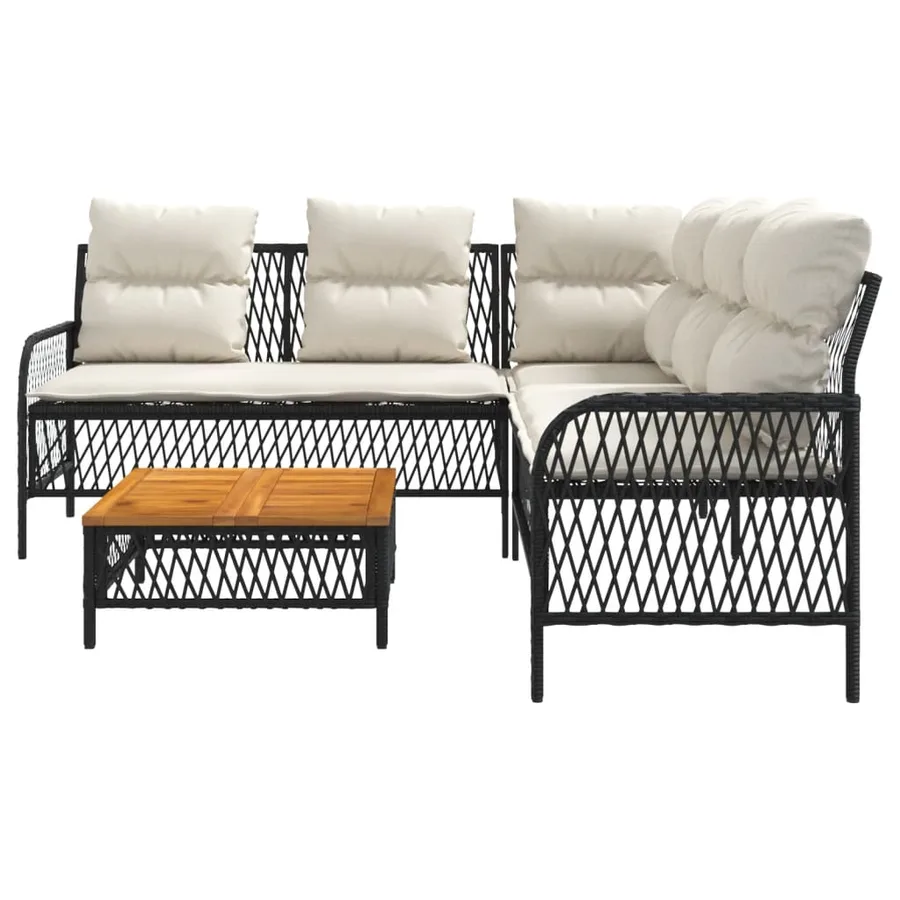 Canapés de jardin 2 pcs avec coussins Noir Résine tressée - 5