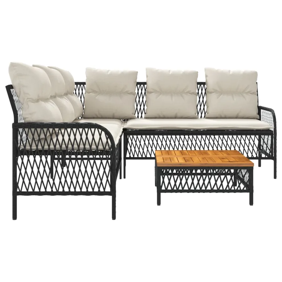 Canapés de jardin 2 pcs avec coussins Noir Résine tressée - 6