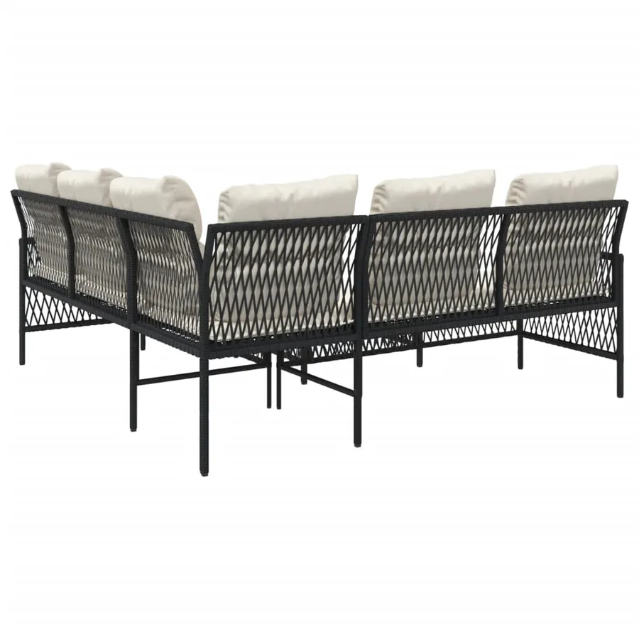 Canapés de jardin 2 pcs avec coussins Noir Résine tressée - 7