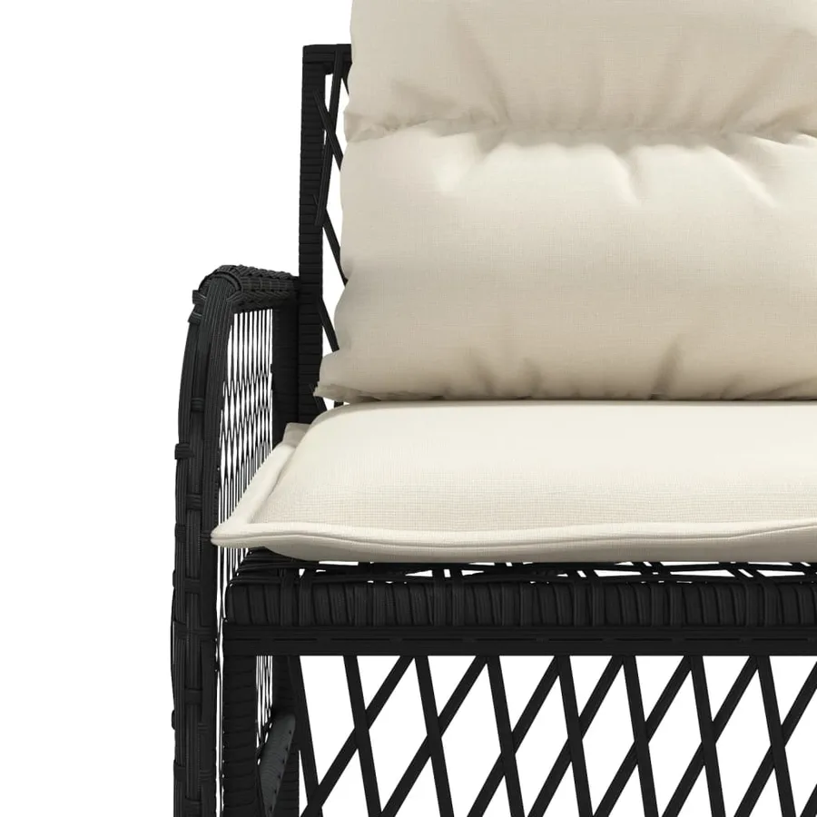 Canapés de jardin 2 pcs avec coussins Noir Résine tressée - 8
