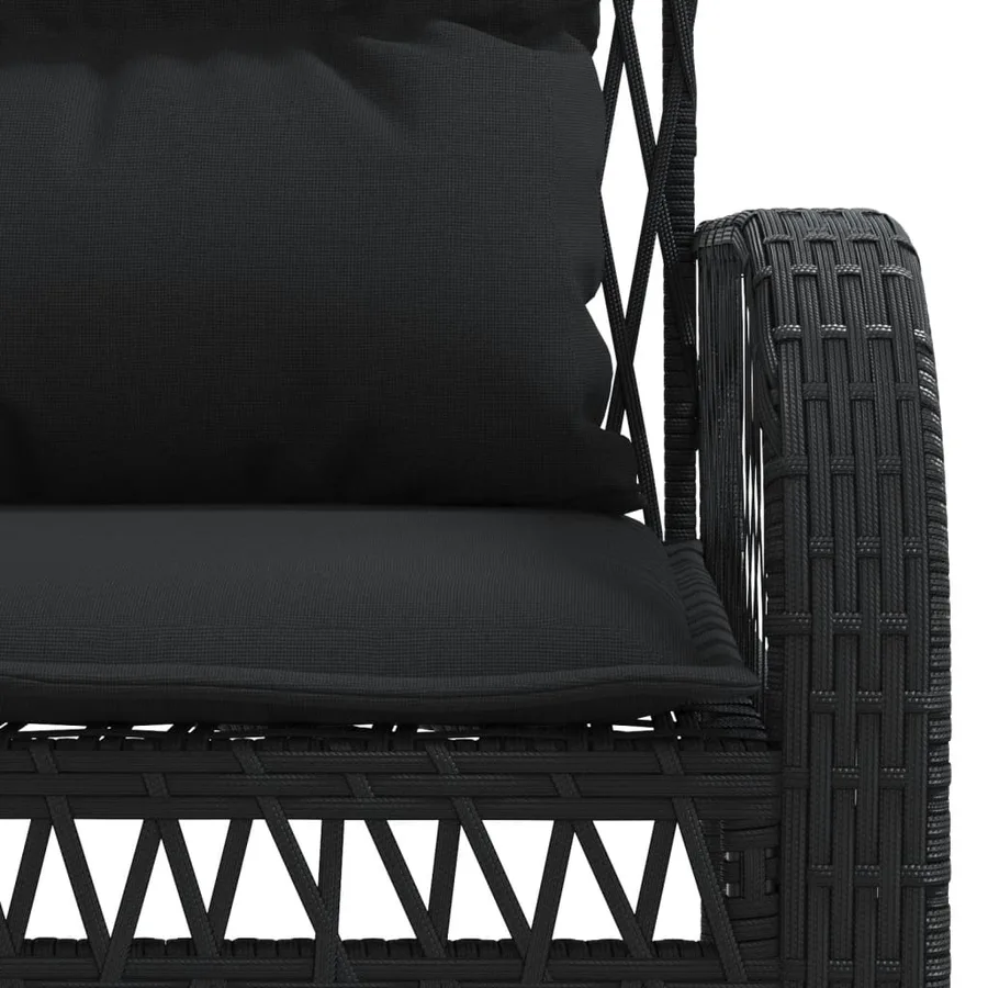 Salon de jardin 4 pcs avec coussins noir résine tressée - 10