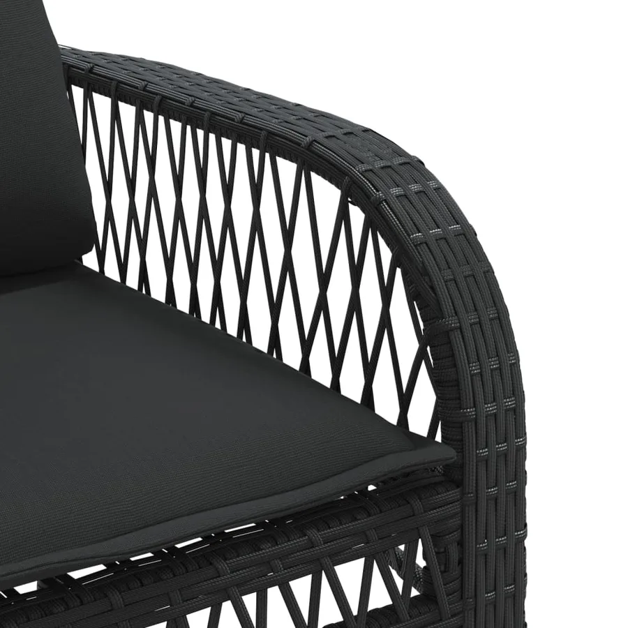 Salon de jardin 4 pcs avec coussins noir résine tressée - 11