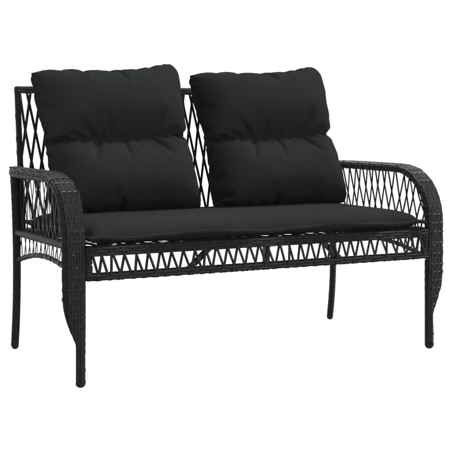 Salon de jardin 4 pcs avec coussins noir résine tressée - 4