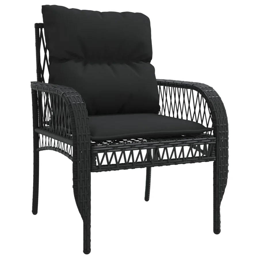 Salon de jardin 4 pcs avec coussins noir résine tressée - 5