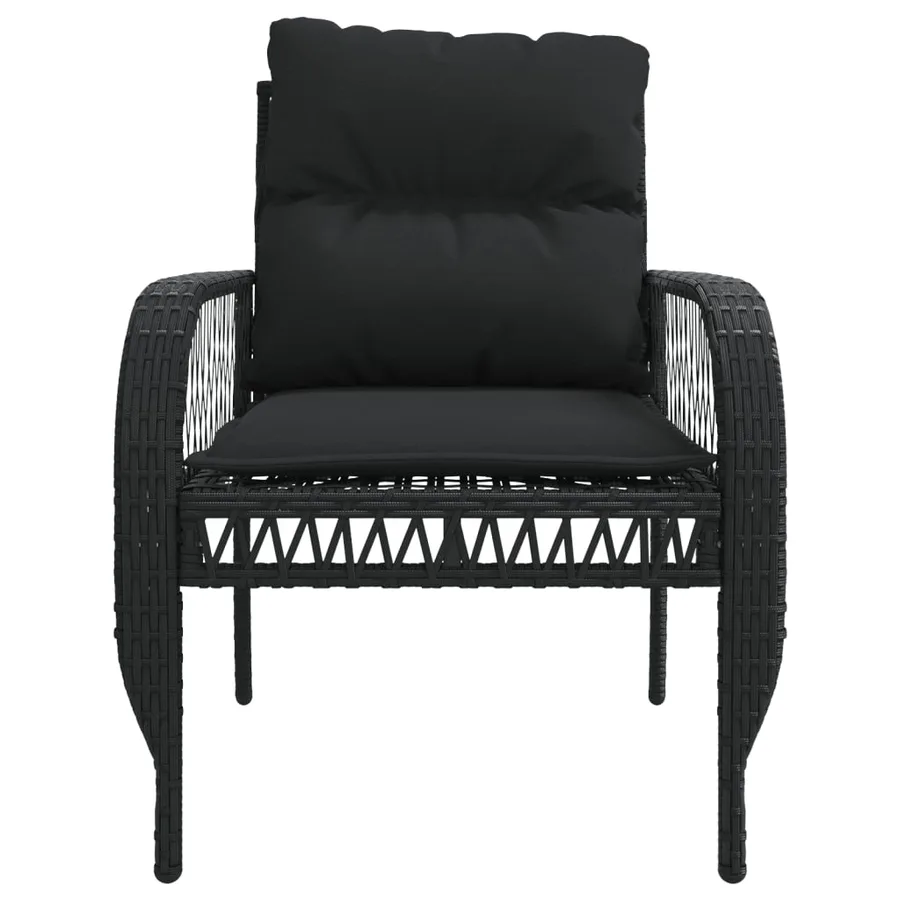Salon de jardin 4 pcs avec coussins noir résine tressée - 8