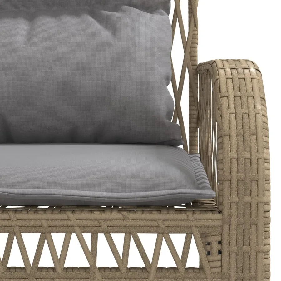 Salon de jardin avec coussins 4 pcs beige résine tressée - 10