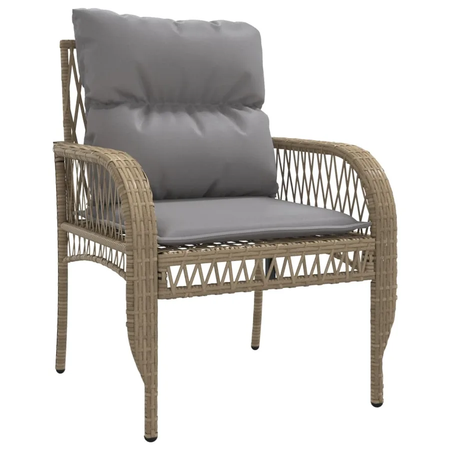 Salon de jardin avec coussins 4 pcs beige résine tressée - 5
