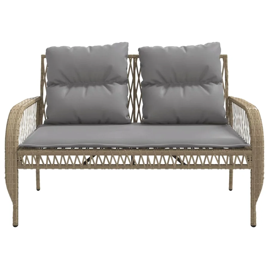 Salon de jardin avec coussins 4 pcs beige résine tressée - 7