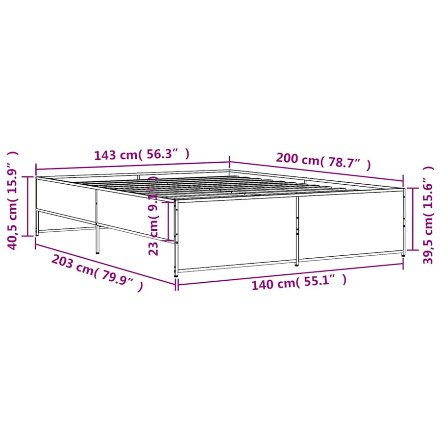 Cadre de lit sans matelas chêne sonoma 140x200 cm - 9