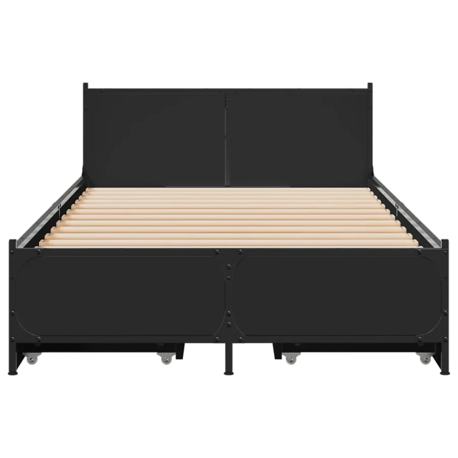 Cadre de lit avec tiroirs sans matelas noir 90x200 cm - 4