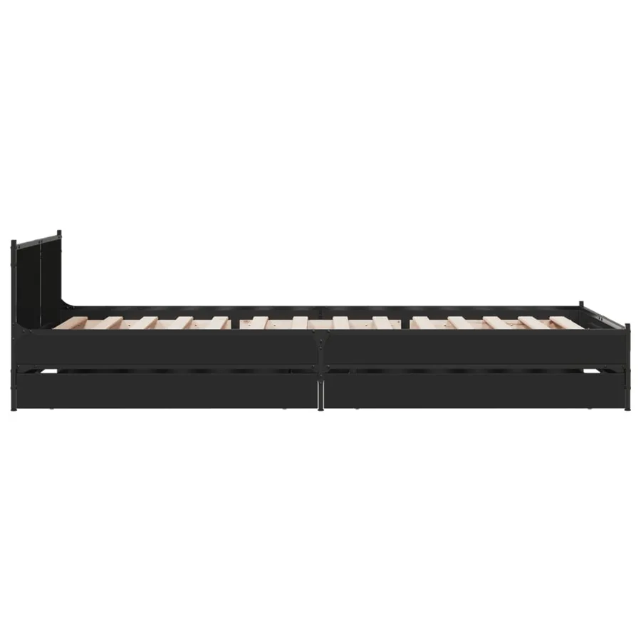 Cadre de lit avec tiroirs sans matelas noir 90x200 cm - 5
