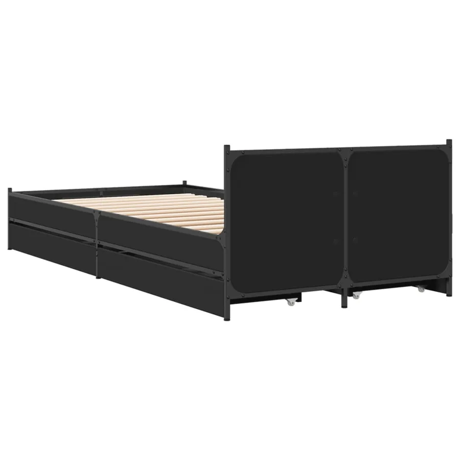 Cadre de lit avec tiroirs sans matelas noir 90x200 cm - 6