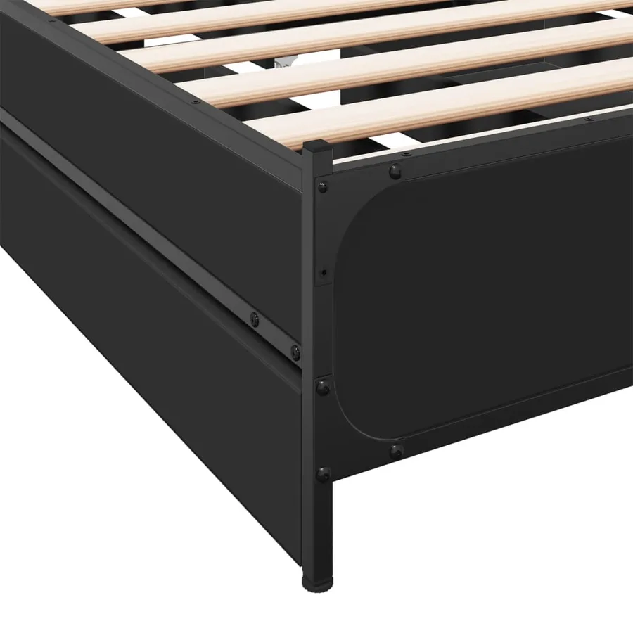 Cadre de lit avec tiroirs sans matelas noir 90x200 cm - 8