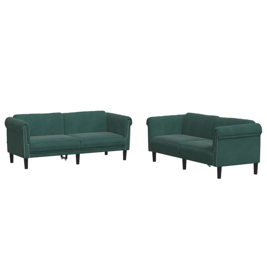 Ensemble de canapés 2 pcs vert foncé velours - 2