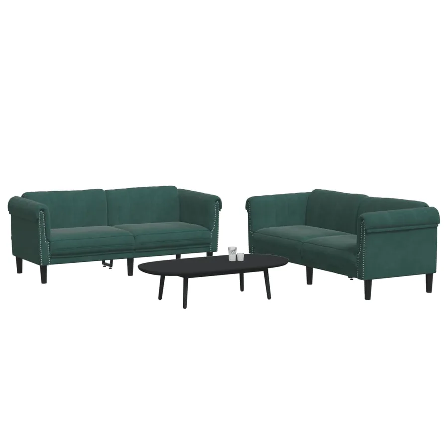 Ensemble de canapés 2 pcs vert foncé velours - 3