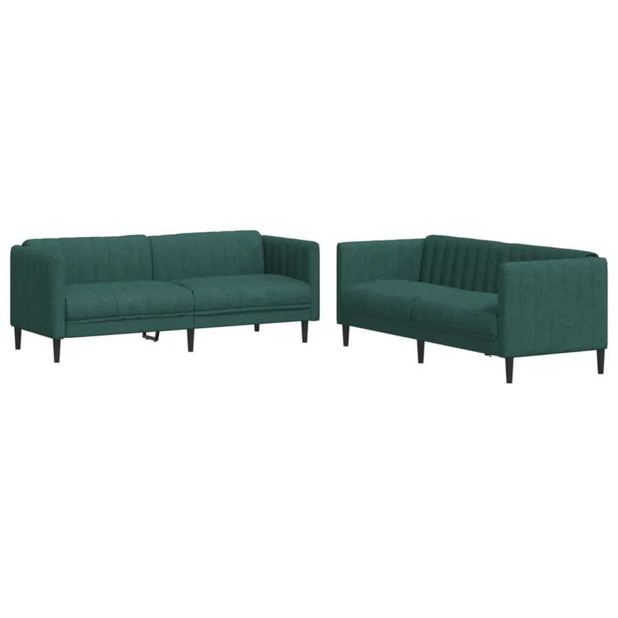 Ensemble de canapés 2 pcs vert foncé tissu - 2