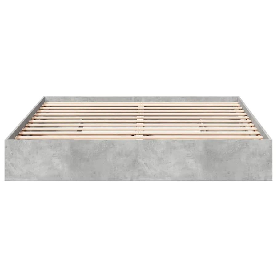 Cadre de lit avec tiroirs sans matelas gris béton 200x200 cm - 4