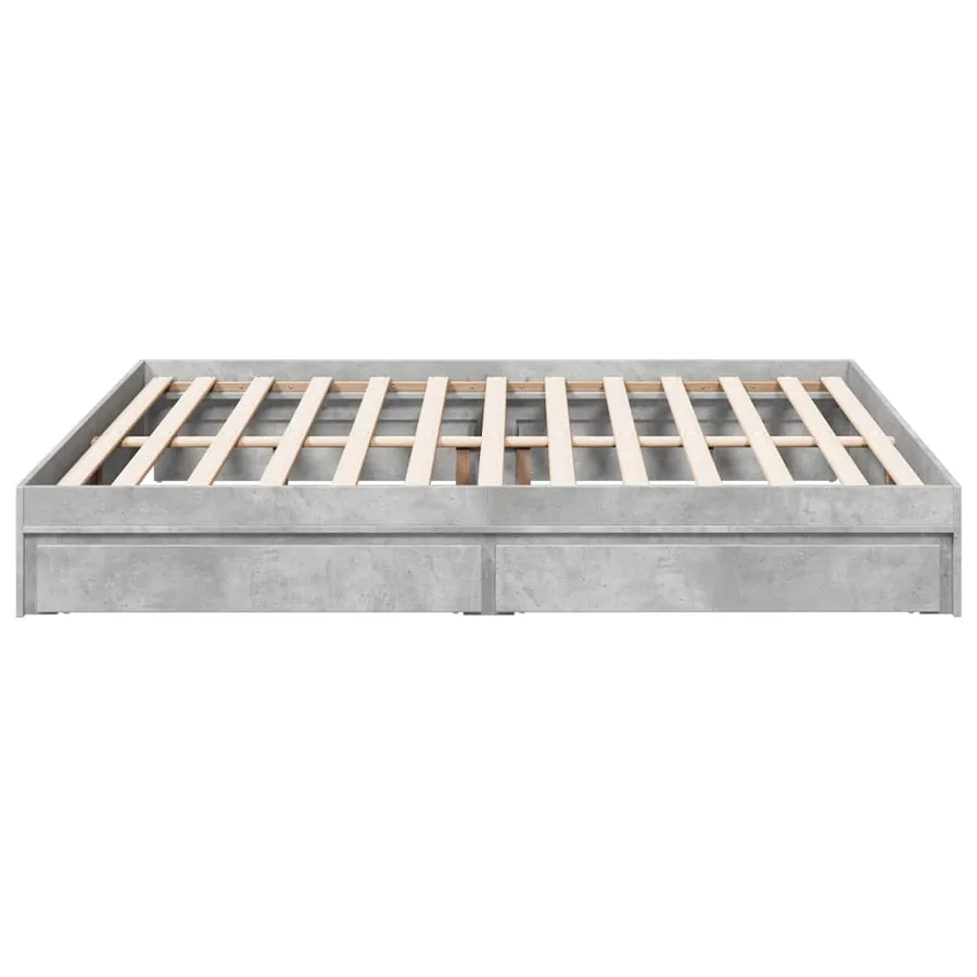 Cadre de lit avec tiroirs sans matelas gris béton 200x200 cm - 5