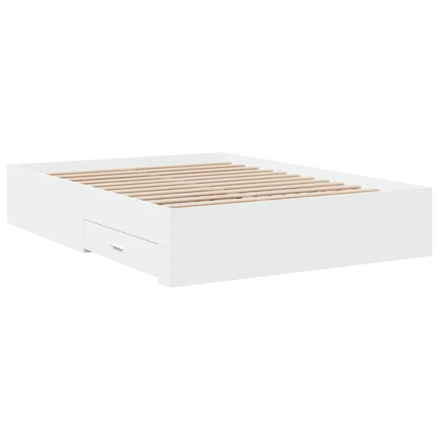 Cadre de lit avec tiroirs sans matelas blanc 120x190 cm - 3