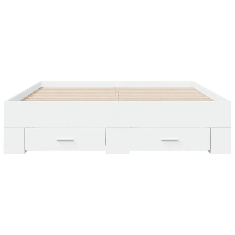 Cadre de lit avec tiroirs sans matelas blanc 120x190 cm - 4