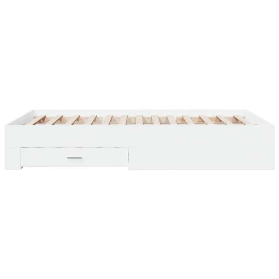 Cadre de lit avec tiroirs sans matelas blanc 120x190 cm - 5