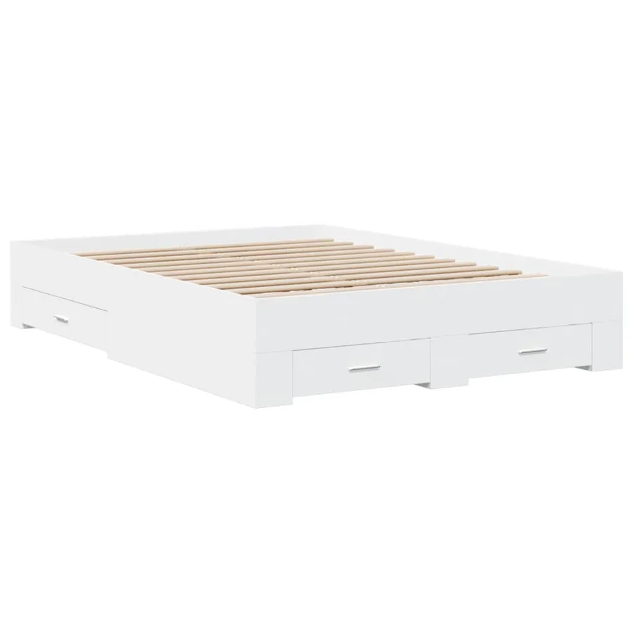 Cadre de lit avec tiroirs sans matelas blanc 120x190 cm - 6