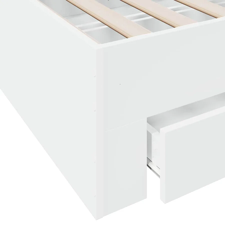 Cadre de lit avec tiroirs sans matelas blanc 120x190 cm - 8