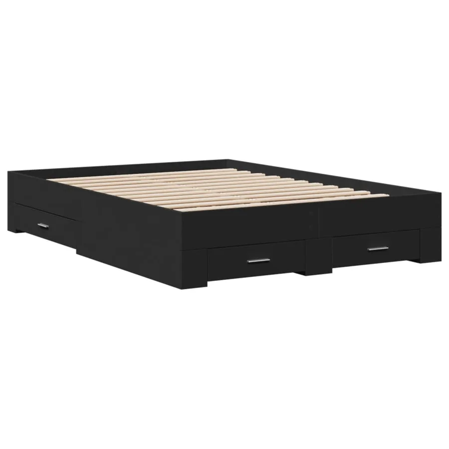 Cadre de lit avec tiroirs sans matelas noir 135x190 cm - 3