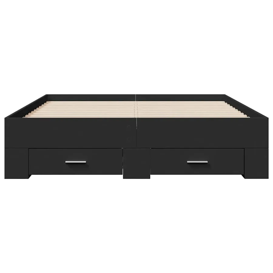 Cadre de lit avec tiroirs sans matelas noir 135x190 cm - 4