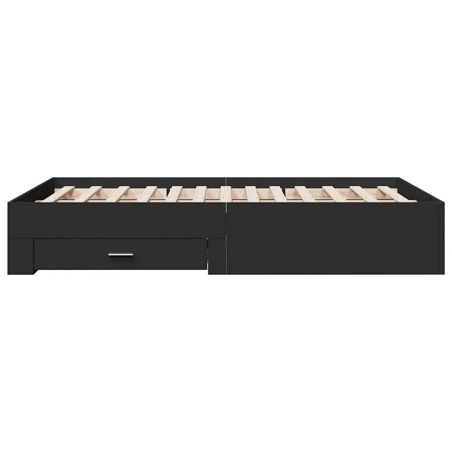 Cadre de lit avec tiroirs sans matelas noir 135x190 cm - 5