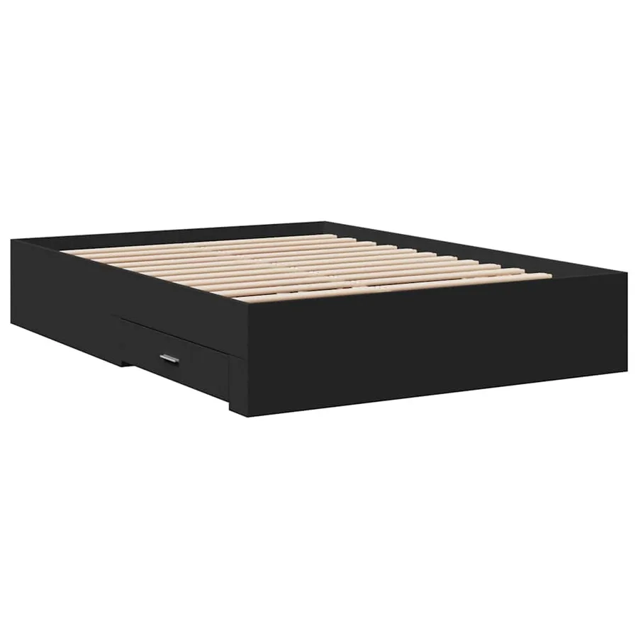 Cadre de lit avec tiroirs sans matelas noir 135x190 cm - 6