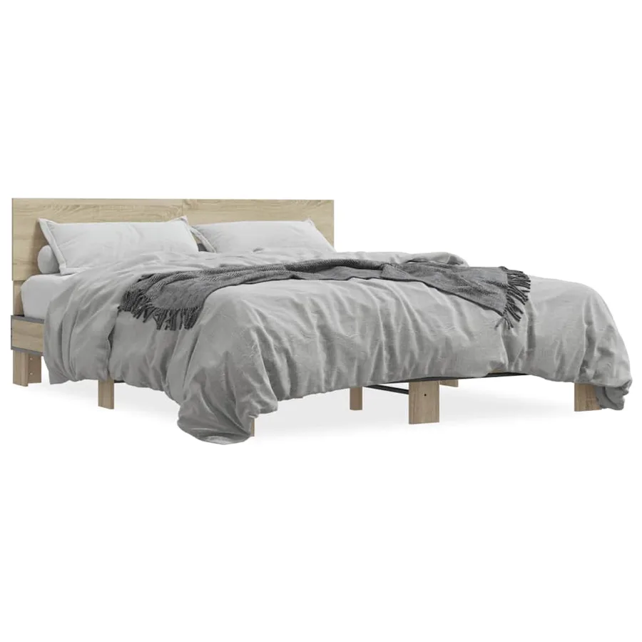 Cadre de lit sans matelas chêne sonoma 160x200 cm - 2