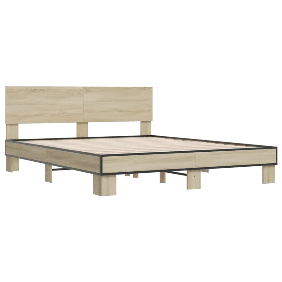 Cadre de lit sans matelas chêne sonoma 160x200 cm - 3