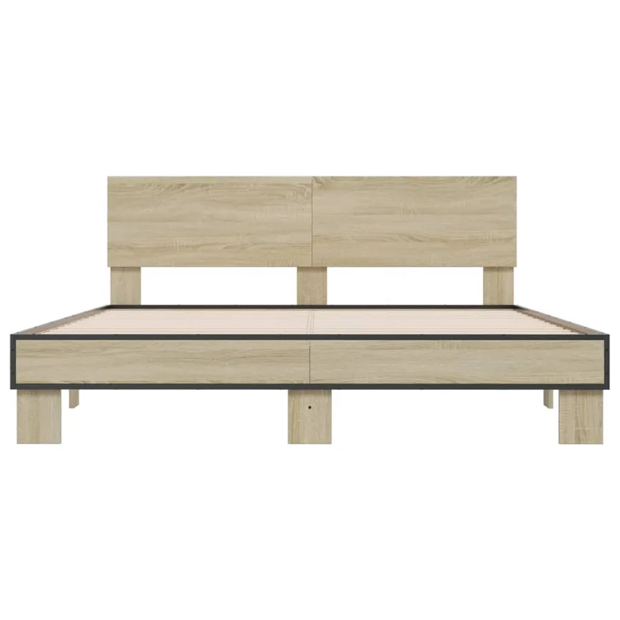 Cadre de lit sans matelas chêne sonoma 160x200 cm - 4