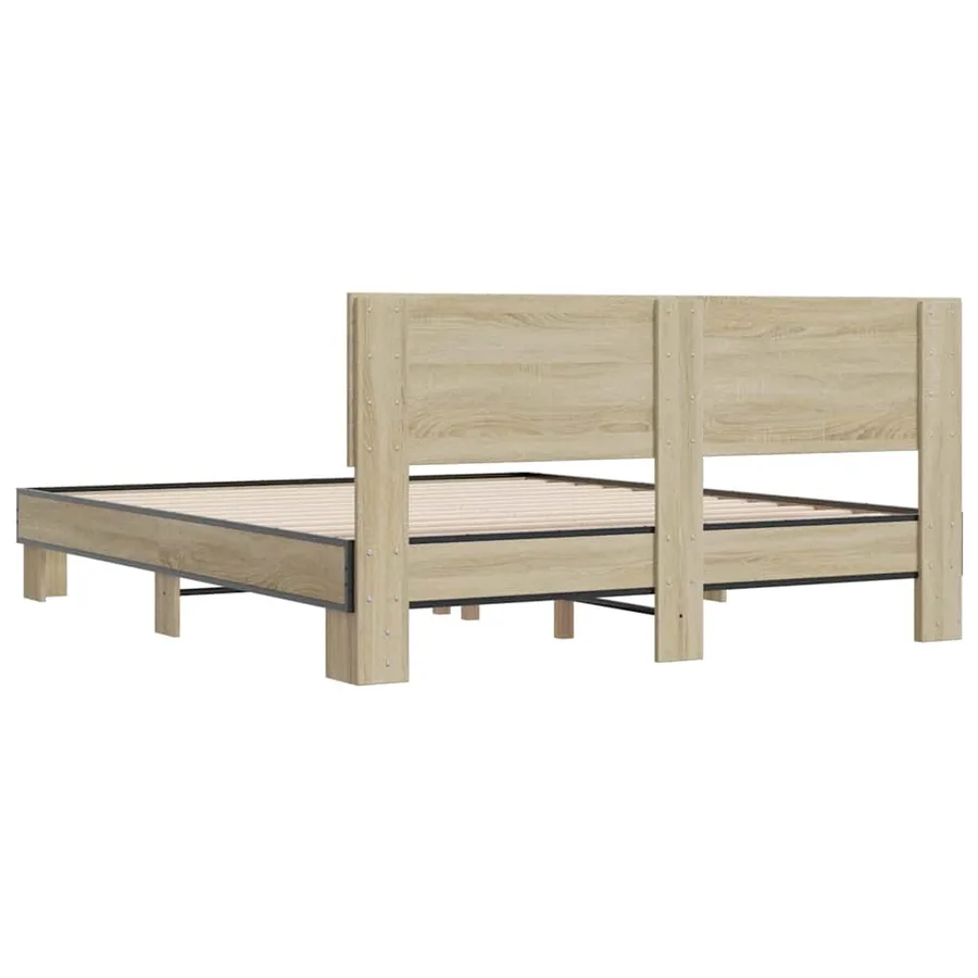 Cadre de lit sans matelas chêne sonoma 160x200 cm - 6