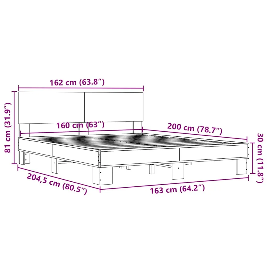 Cadre de lit sans matelas chêne sonoma 160x200 cm - 9