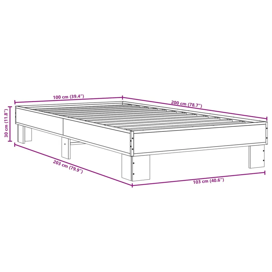 Cadre de lit sans matelas chêne fumé 100x200 cm - 9