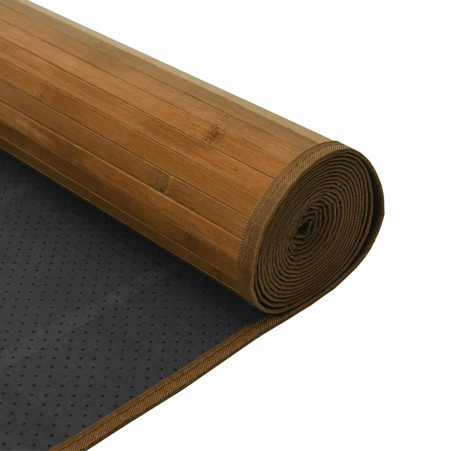 Tapis rectangulaire marron 100x400 cm bambou - 5
